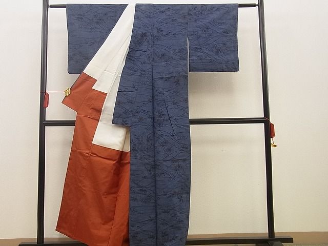 平和屋着物■上質な紬 流水楓文 逸品 BAAG0674xi