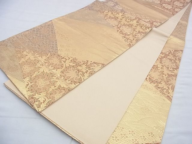 平和屋着物◎六通柄袋帯 切嵌名物裂 金糸 逸品 BAAF9902du