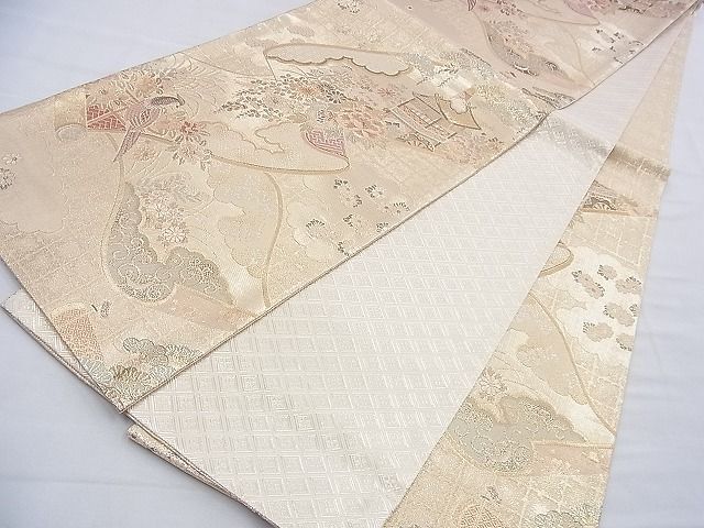 平和屋着物◎佐賀錦 六通柄袋帯 鉾 花鳥絵巻 金糸 逸品 BAAF9998du