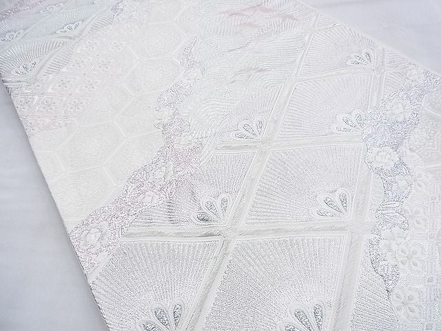 平和屋着物◎六通柄袋帯 唐織 道長飛鶴吉祥文 銀糸 逸品 BAAG2620du