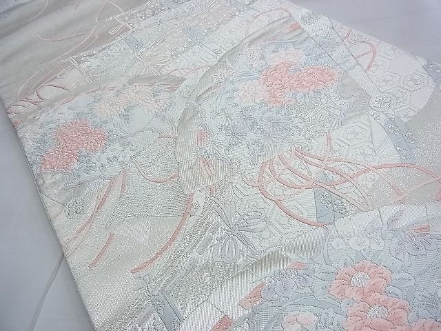 平和屋着物◎六通柄袋帯 唐織 王家寿祥錦 銀糸 逸品 BAAG2631du