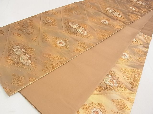 平和屋着物◎六通柄袋帯 向い鳥花文 金糸 引箔 逸品 DAAE4781jm