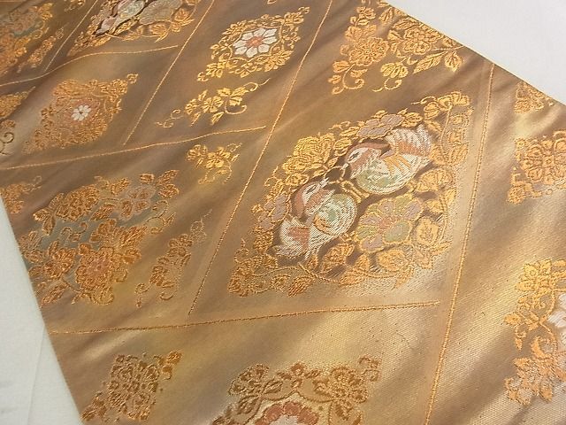平和屋着物◎六通柄袋帯 向い鳥花文 金糸 引箔 逸品 DAAE4781jm