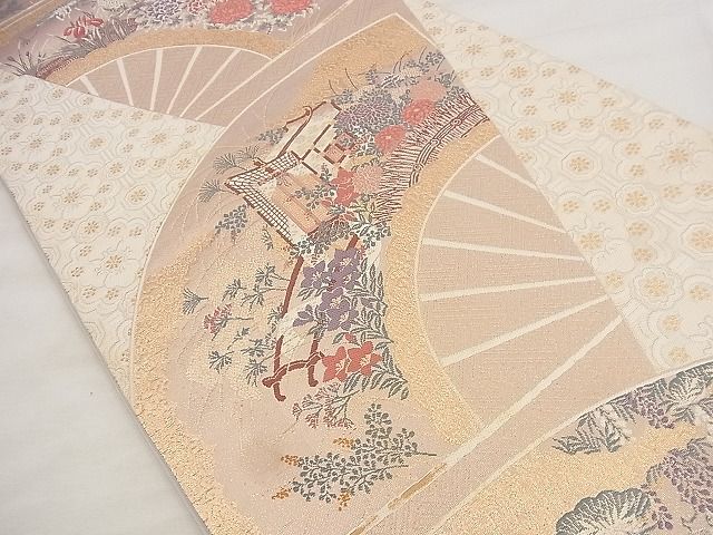 平和屋着物◎六通柄袋帯 唐織 ふたみ屏風絵 金糸 逸品 BAAG0860qt