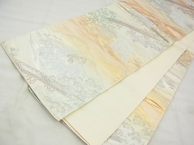 平和屋着物◎六通柄袋帯 ふくれ織 京名所 プラチナ二重箔 逸品 BAAG0964qt