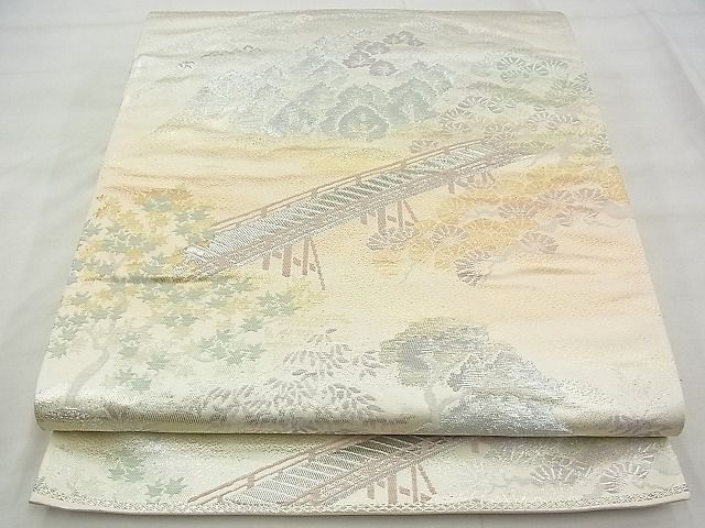 平和屋着物◎六通柄袋帯 ふくれ織 京名所 プラチナ二重箔 逸品 BAAG0964qt