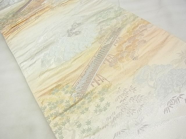 平和屋着物◎六通柄袋帯 ふくれ織 京名所 プラチナ二重箔 逸品 BAAG0964qt