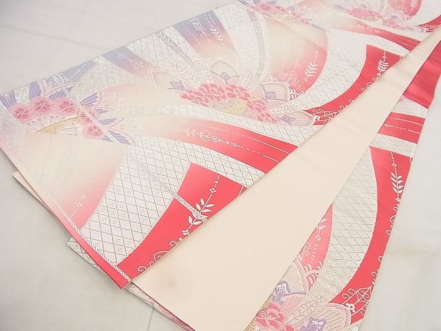 平和屋着物◎六通柄袋帯 唐織 孔雀花文 金銀糸 逸品 BAAG0893qt