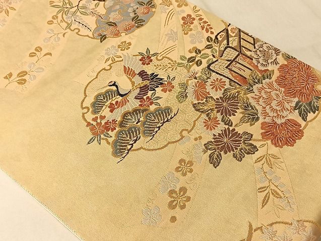 平和屋着物◎六通柄袋帯 唐織 雪輪熨斗目御所文 金糸 引箔 正絹 逸品 AAAG2234Bnf