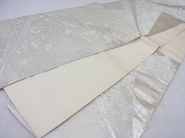 平和屋着物◎六通柄袋帯 唐織 檜扇散らし 銀糸 逸品 BAAF7706ea