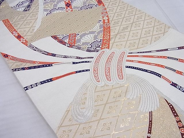 平和屋着物◎六通柄袋帯 唐織 束ね熨斗吉祥文 金糸 逸品 BAAF7767ea