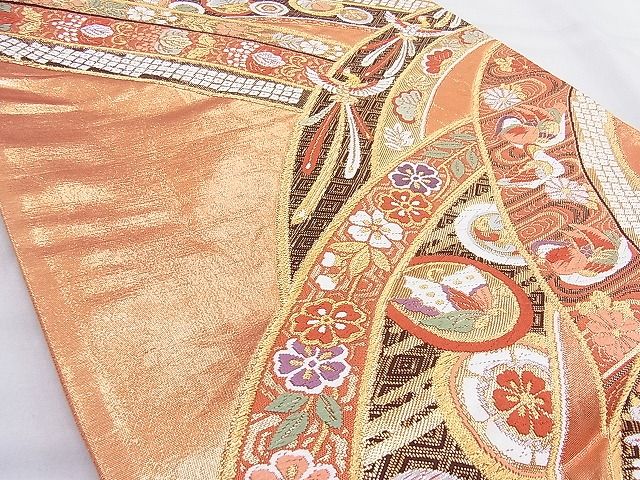 平和屋着物◎六通柄袋帯 唐織 慶長青海波 金糸 逸品 BAAG3249xa