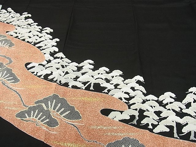 平和屋着物■豪華黒留袖 駒刺繍 松文 逸品 DAAF3246sf