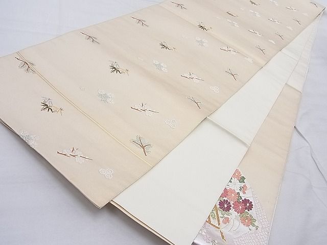 平和屋着物◎太鼓柄袋帯 唐織 四季草花文 金糸 逸品 BAAG3288xa