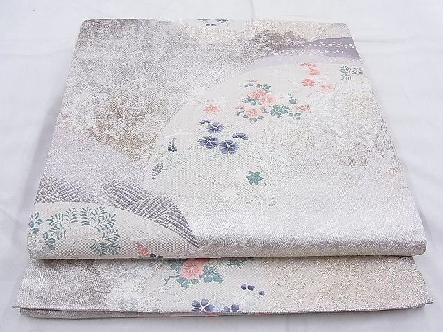 平和屋着物◎六通柄袋帯 唐織 地紙有職花文 金銀糸 逸品 BAAG3281xa