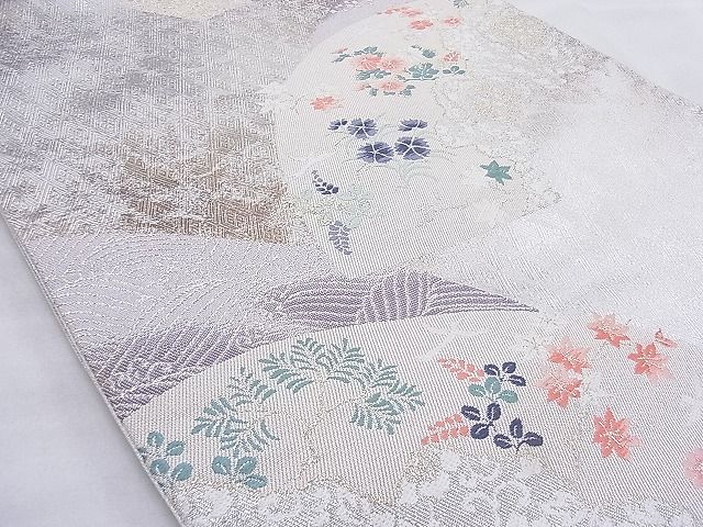 平和屋着物◎六通柄袋帯 唐織 地紙有職花文 金銀糸 逸品 BAAG3281xa