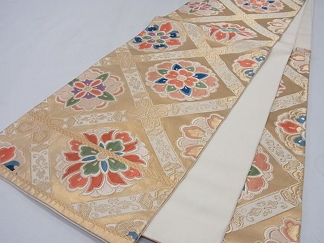 平和屋着物◎六通柄袋帯 正倉院天井花文 金糸 逸品 CAAF8864pn