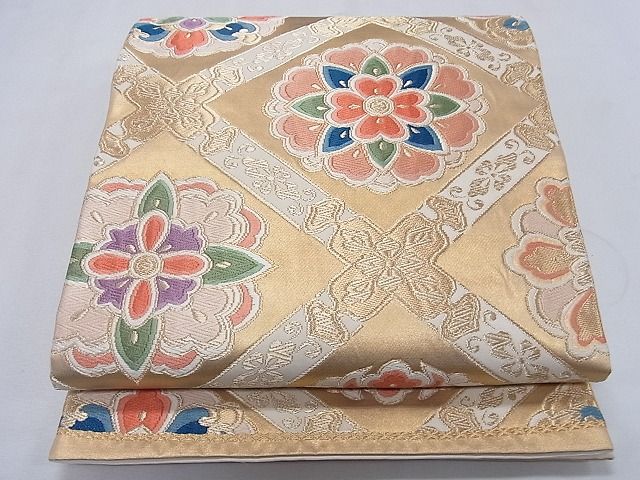 平和屋着物◎六通柄袋帯 正倉院天井花文 金糸 逸品 CAAF8864pn