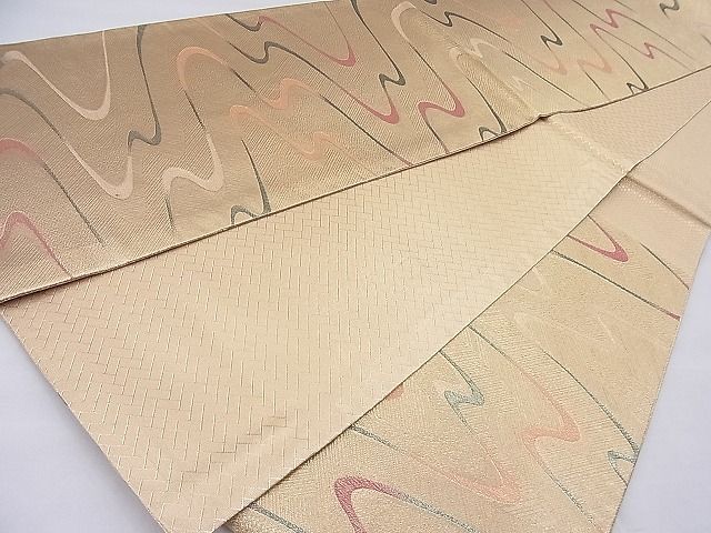 平和屋着物◎佐賀錦 六通柄袋帯 流水文様 金糸 逸品 BAAG1406ea