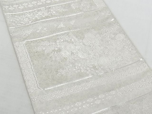 平和屋着物◎六通柄袋帯 草花文 金糸 引箔 正絹 逸品 AAAH5663Ast