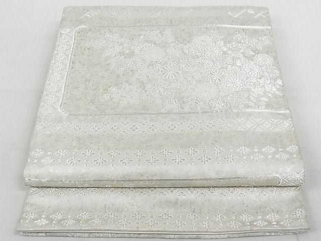 平和屋着物◎六通柄袋帯 草花文 金糸 引箔 正絹 逸品 AAAH5663Ast