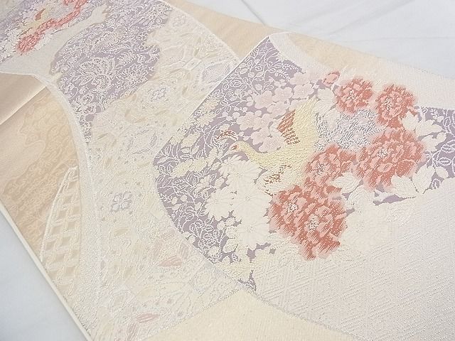 平和屋着物◎六通柄袋帯 唐織 孔雀花誰が袖文 金銀糸 逸品 BAAF7882ph