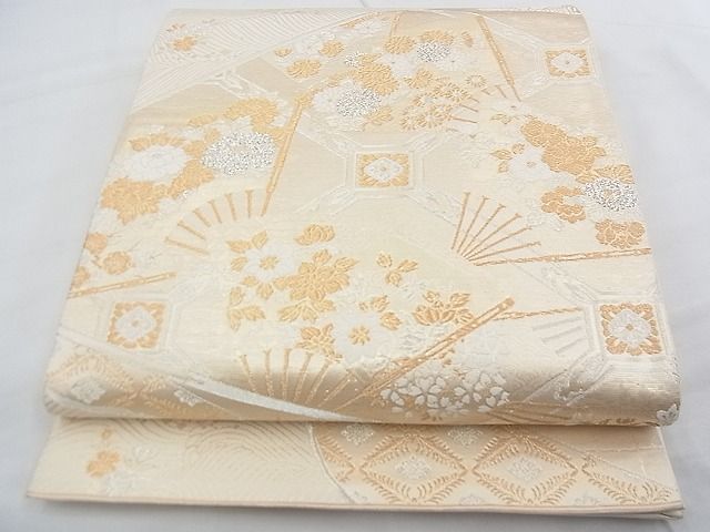 平和屋着物◎全通柄袋帯 唐織 蜀江扇面花文 金銀糸 逸品 BAAF7881ph