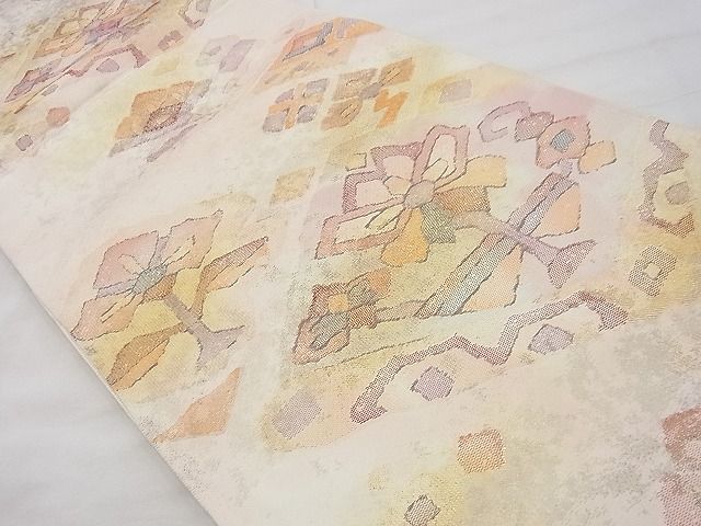 平和屋着物◎六通柄袋帯 菱更紗花文 金糸 逸品 BAAG4416th