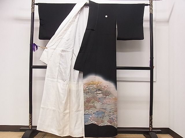 平和屋着物■豪華黒留袖 作家物 風景文 暈し染め 金彩 逸品 CAAF0559dy