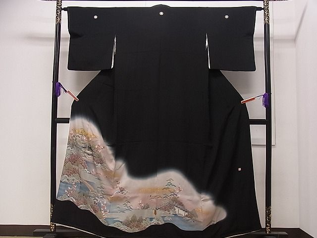 平和屋着物■豪華黒留袖 作家物 風景文 暈し染め 金彩 逸品 CAAF0559dy