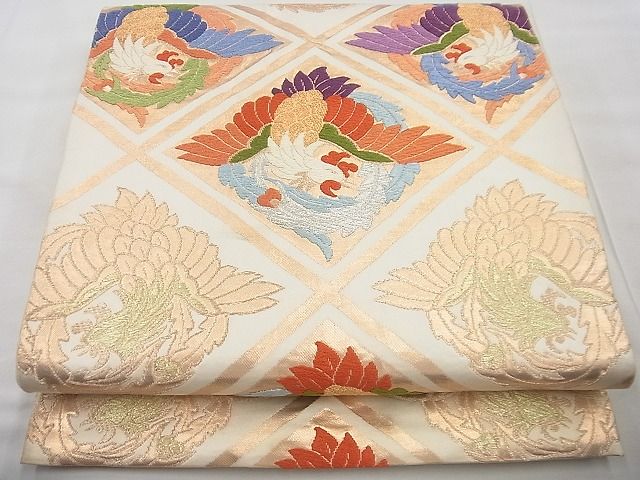平和屋着物◎六通柄袋帯 唐織 鳳凰菱文様 金銀糸 逸品 BAAG4431th