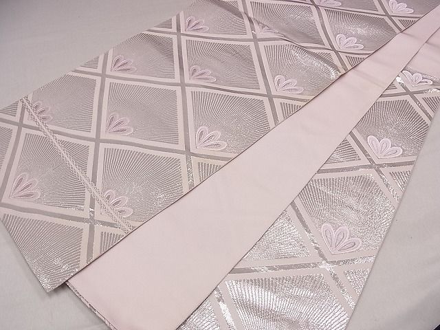 平和屋着物◎六通柄袋帯 唐織 菱松葉文 銀糸 逸品 CAAF0658dy