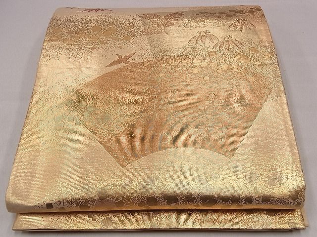 平和屋着物◎六通柄袋帯 地紙花鳥文 金糸 逸品 CAAF0655dy