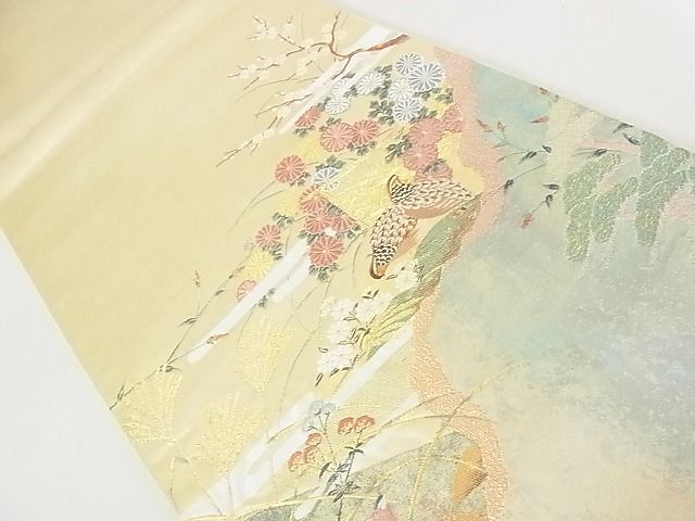 平和屋着物■六通太鼓柄袋帯 唐織 風景花鳥文 金糸 引箔 逸品 DAAF8142sa