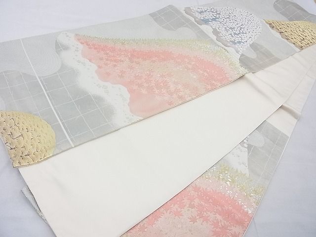 平和屋着物◎六通柄袋帯 唐織 風景文 金銀糸 逸品 BAAG1652cm