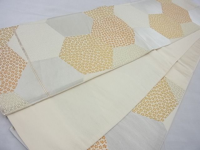 平和屋着物◎六通柄袋帯 唐織 亀甲花文 金銀糸 逸品 BAAG1647cm