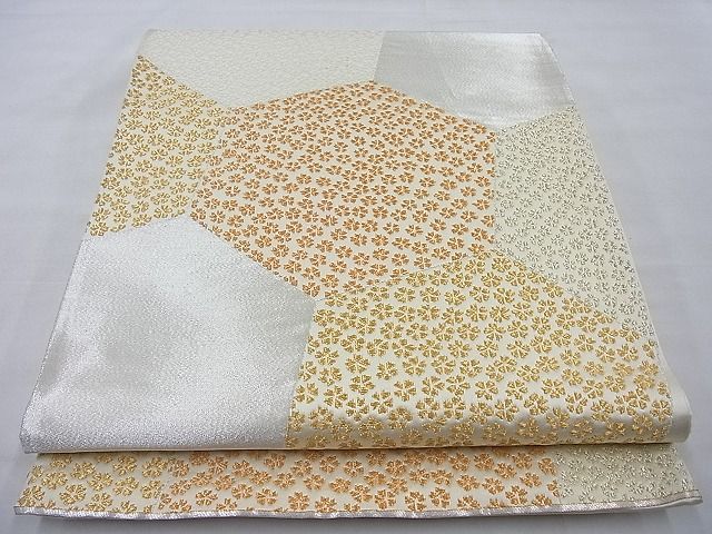 平和屋着物◎六通柄袋帯 唐織 亀甲花文 金銀糸 逸品 BAAG1647cm