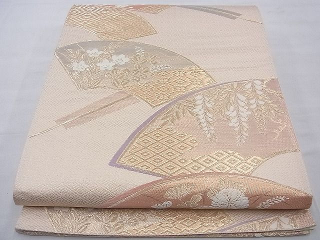 平和屋着物◎六通柄袋帯 唐織 地紙秋草文 金糸 逸品 BAAG1676cm