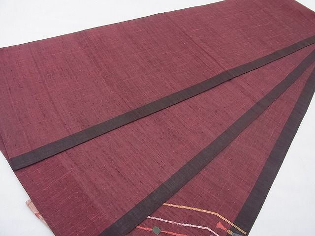 平和屋着物◎太鼓柄袋帯 紬地 幾何学文様 逸品 BAAG1660cm
