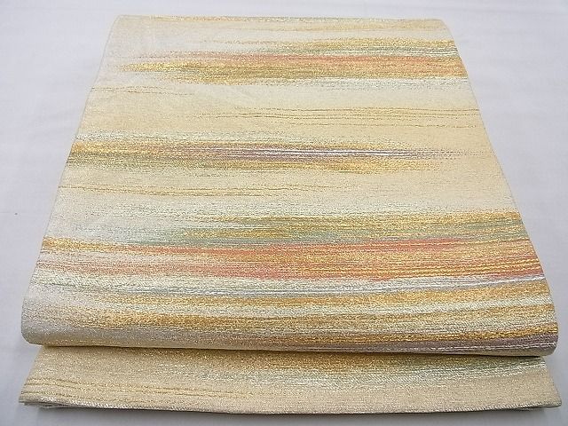 平和屋着物◎六通柄袋帯 霞文 金銀糸 逸品 BAAG1673cm