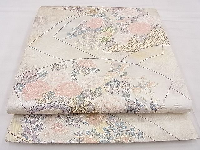 平和屋着物◎六通柄袋帯 唐織 地紙花鳥文 金糸 逸品 BAAG0021if