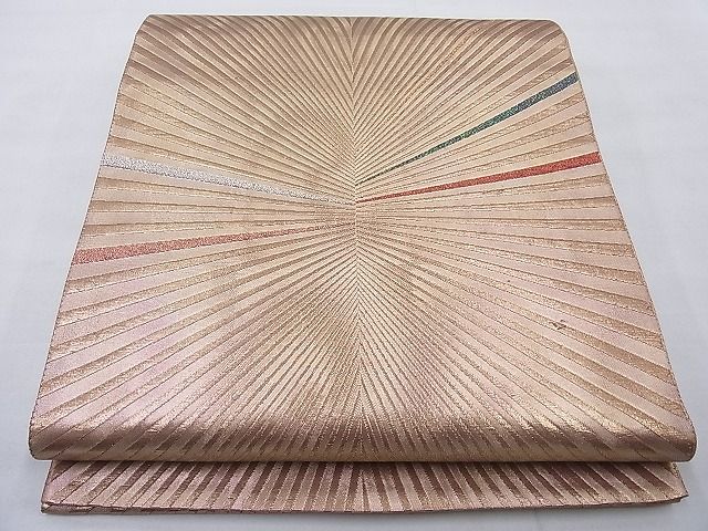 平和屋着物◎六通柄袋帯 斜縞 金銀糸 逸品 BAAG1658cm