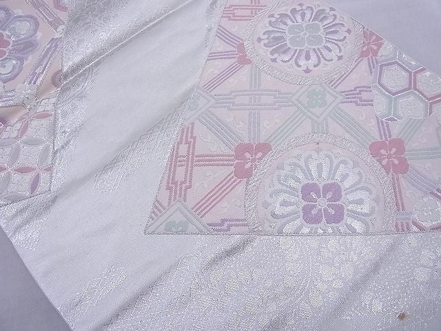 平和屋着物◎六通柄袋帯 唐織 有職色紙重ね 銀糸 逸品 BAAG1789cm