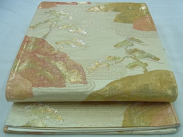 平和屋着物◎六通柄袋帯 浜松文 金糸 逸品 BAAF2183iy