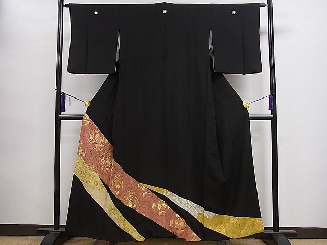 平和屋着物■豪華黒留袖 駒刺繍 吉祥花文 金彩 逸品 CAAF6261ze