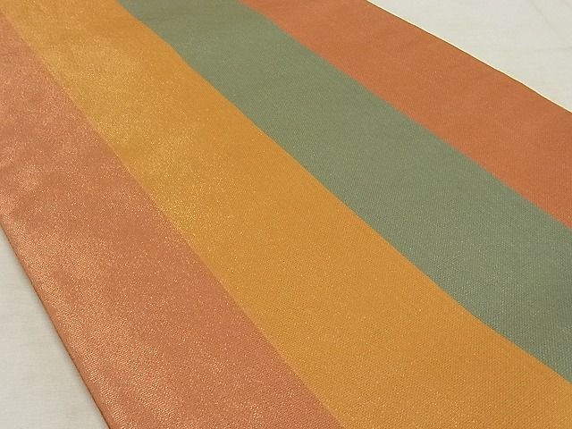 平和屋着物◎両面六通柄袋帯 斜縞 流水花文 金糸 正絹 逸品 AAAH6657Asx