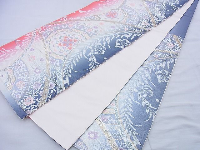 平和屋着物◎六通柄袋帯 唐織 正倉院花文 金銀糸 逸品 BAAF0857jm