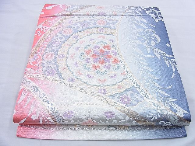 平和屋着物◎六通柄袋帯 唐織 正倉院花文 金銀糸 逸品 BAAF0857jm
