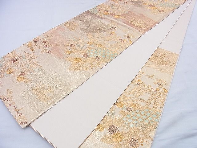 平和屋着物◎六通柄袋帯 彩雅 籬花文 金糸 逸品 BAAF0870jm