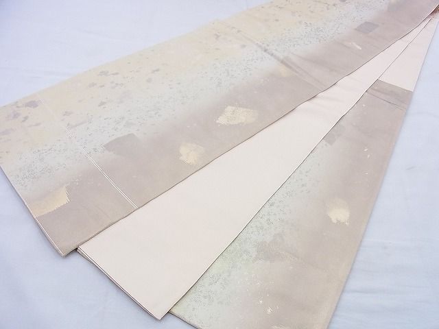 平和屋着物◎六通柄袋帯 霞文 銀糸 引箔 逸品 BAAG0435jm